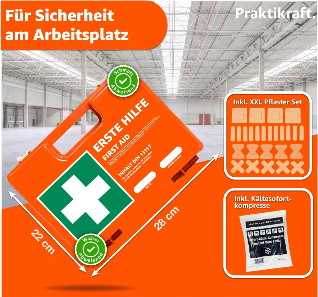 Offerta Kit Pronto Soccorso Parete DIN 13157 Arancio + 5 Adesivi - 4