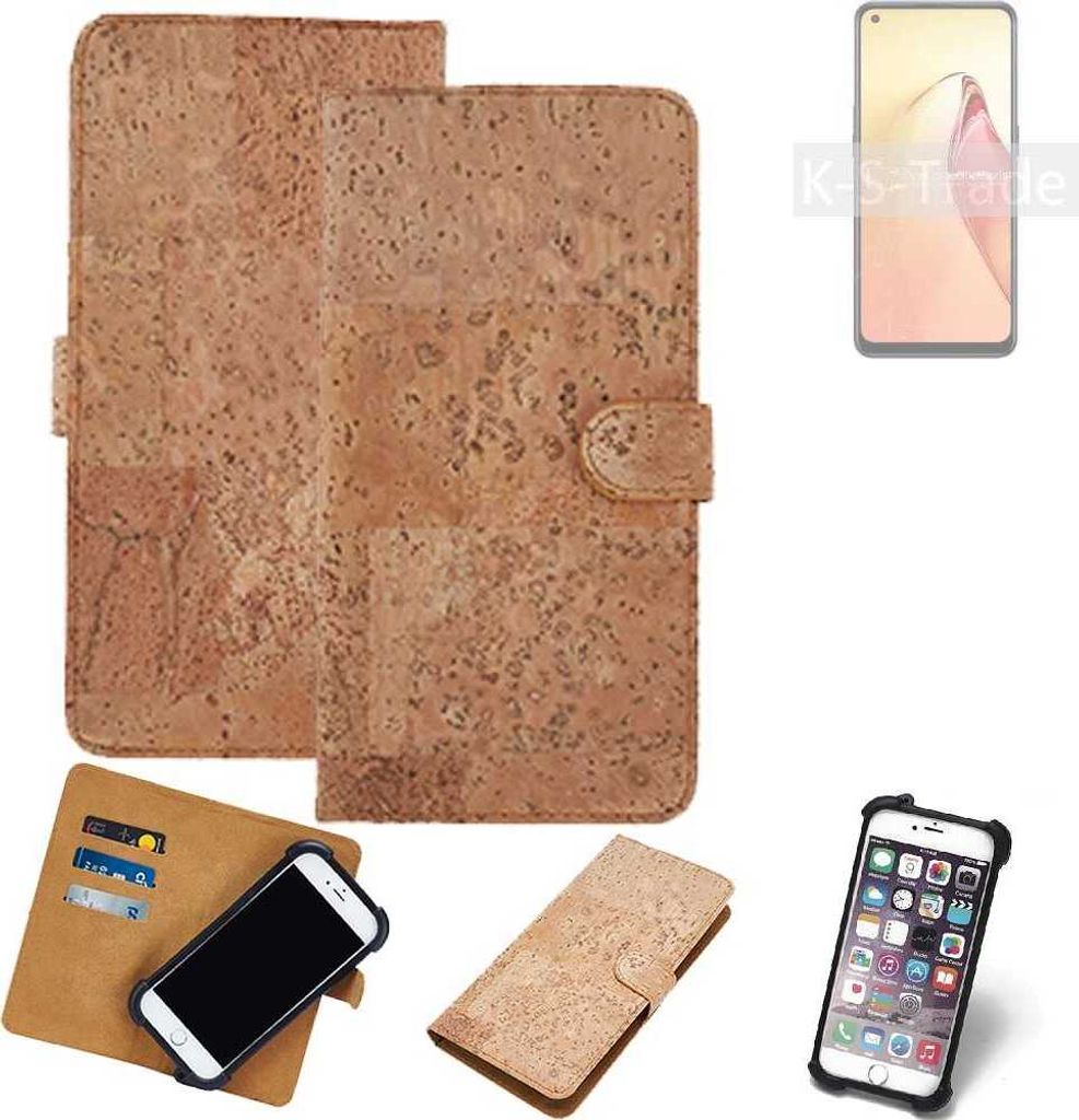 K-S-Trade Hülle kompatibel mit Oppo F21s Pro 4G Kork Handyhülle Cover Schutzhülle TPU Case Bumper in Hellbraun, (1x)
