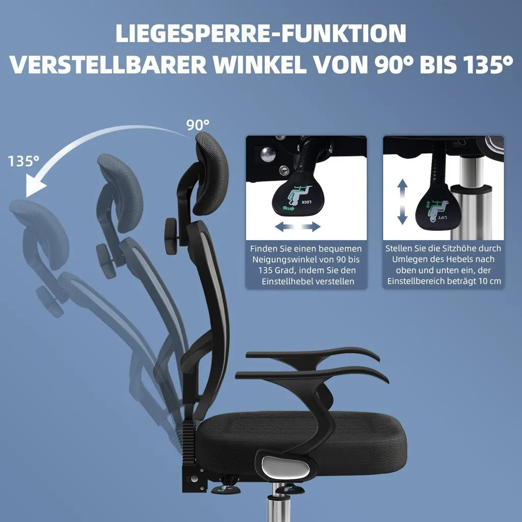 Fauteuil de Bureau Ergonomique Réglable et Pivotant pour Ordinateur - 3