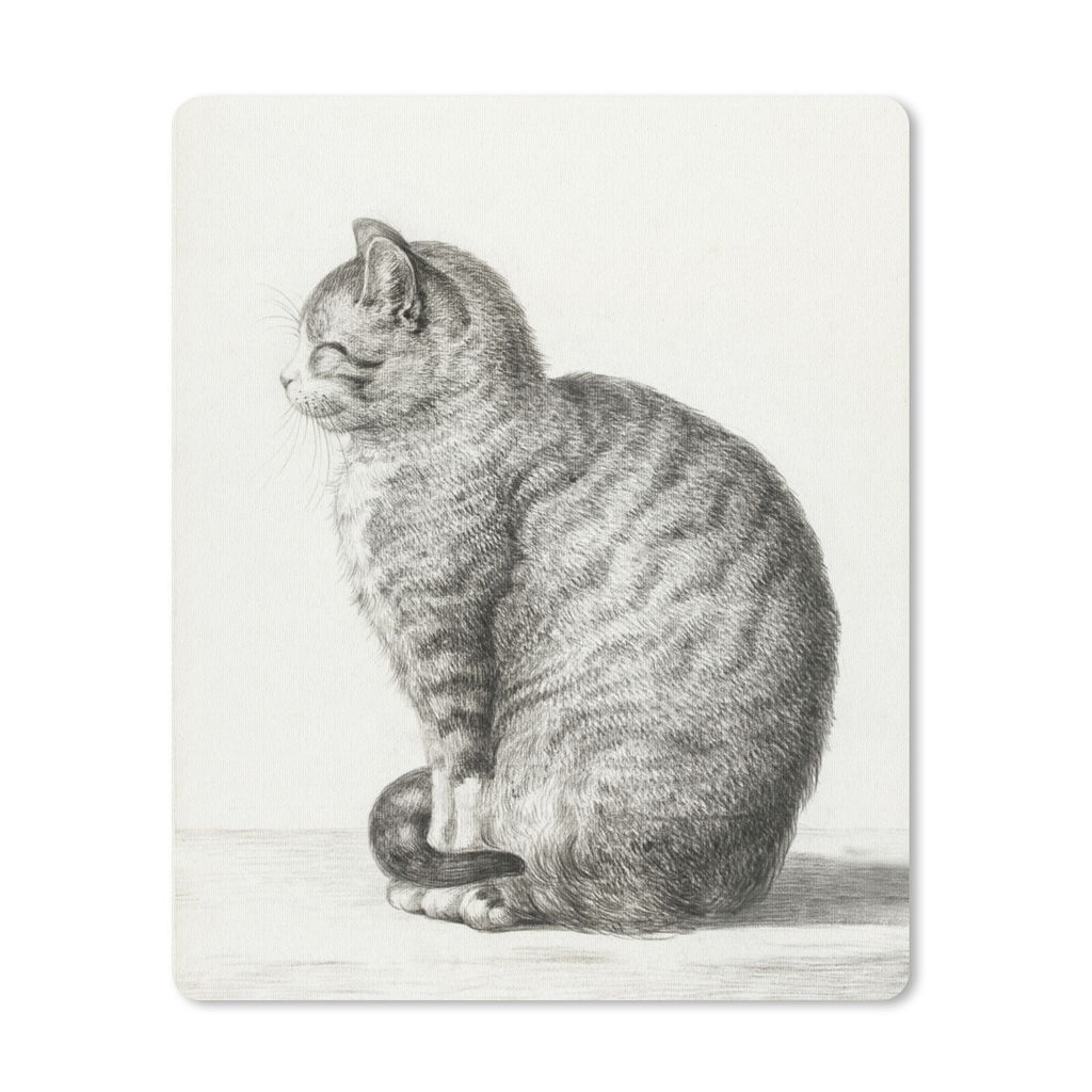 MuchoWow Mauspad Mousepad Sitzende Katze - Gemälde von Jean Bernard 19x23 cm - Mousepads - Maus Mat - Pad - Mausunterlage - Mauspads - Spielen