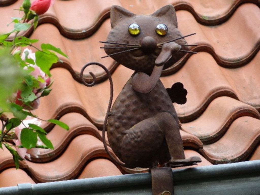 Dachfigur Zaunfigur Katze Filou 32cm kupferlook Dachschmuck Produktbild 