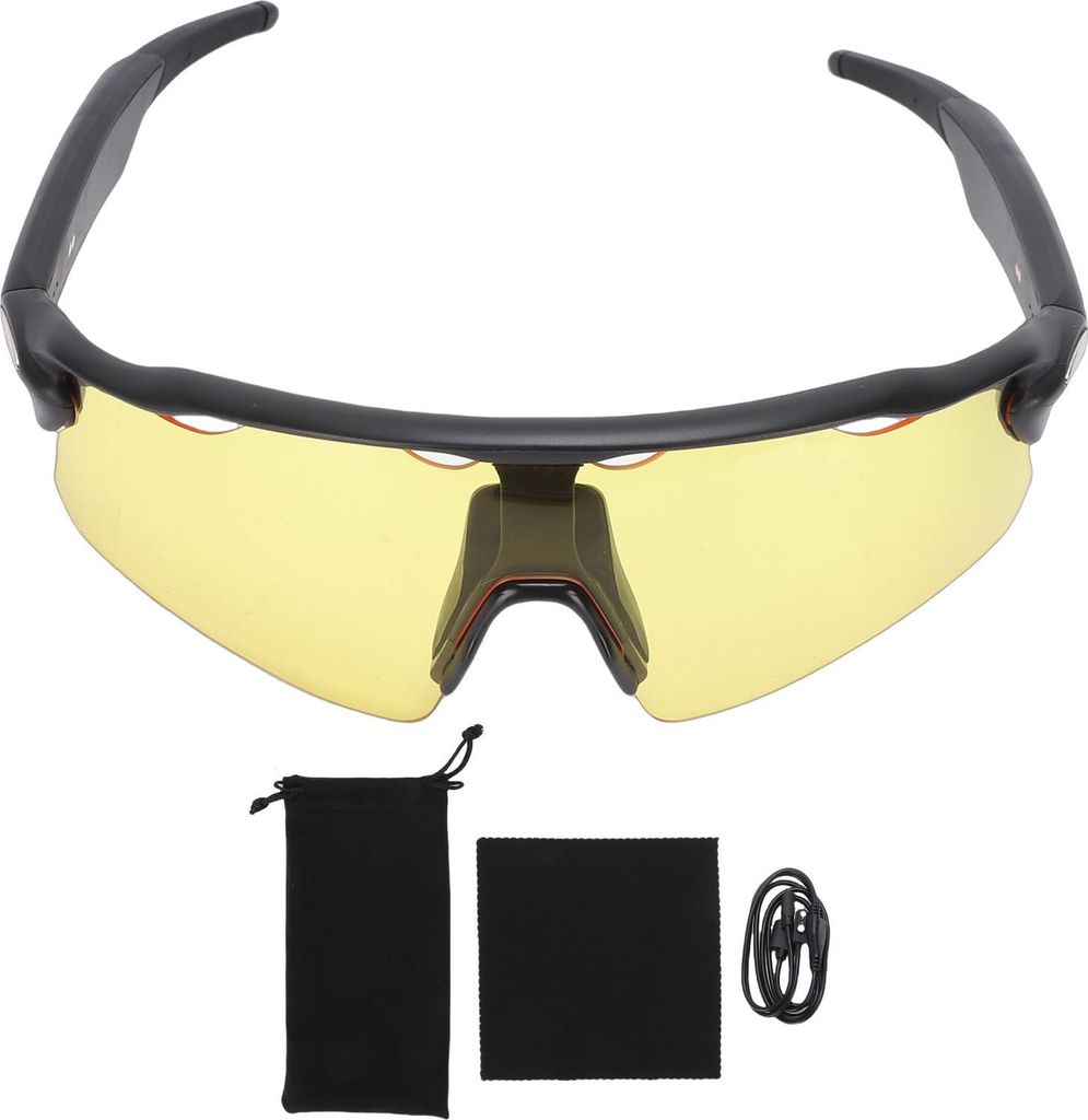 Smart Cycling Music Glasses Windproof Sport Bluetooth Glasses Built in Mic Speaker Voice Assistant Control für Outdoor-Aktivitäten Schwarz