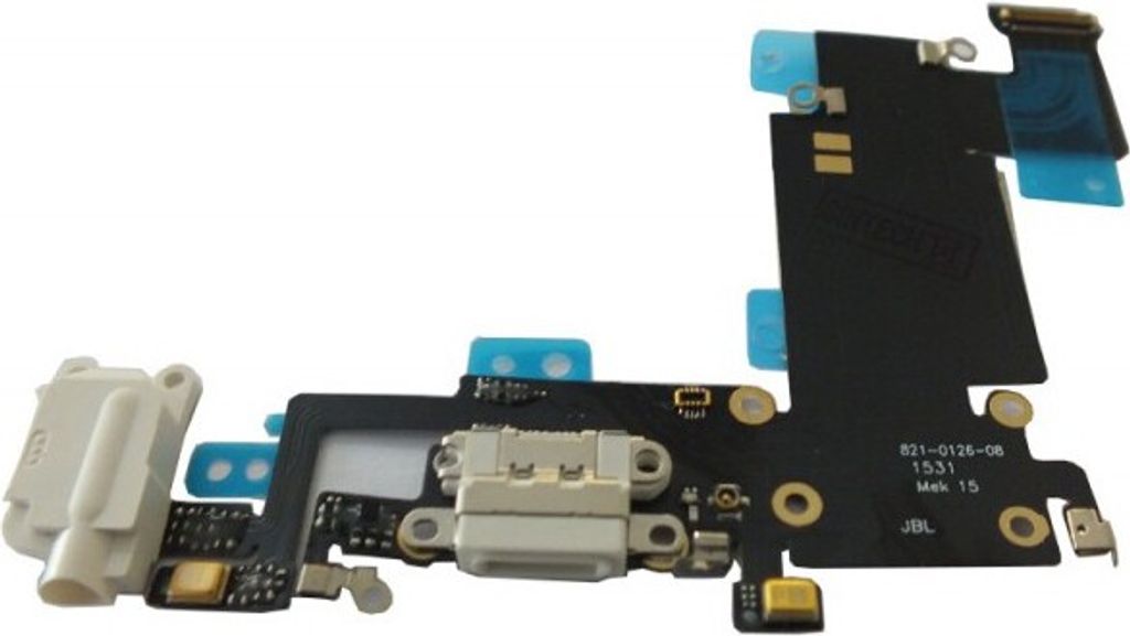 Docking Port iPhone 6S+ in weiß mit Kopfhörerbusche + Mikrofon USB Lightning