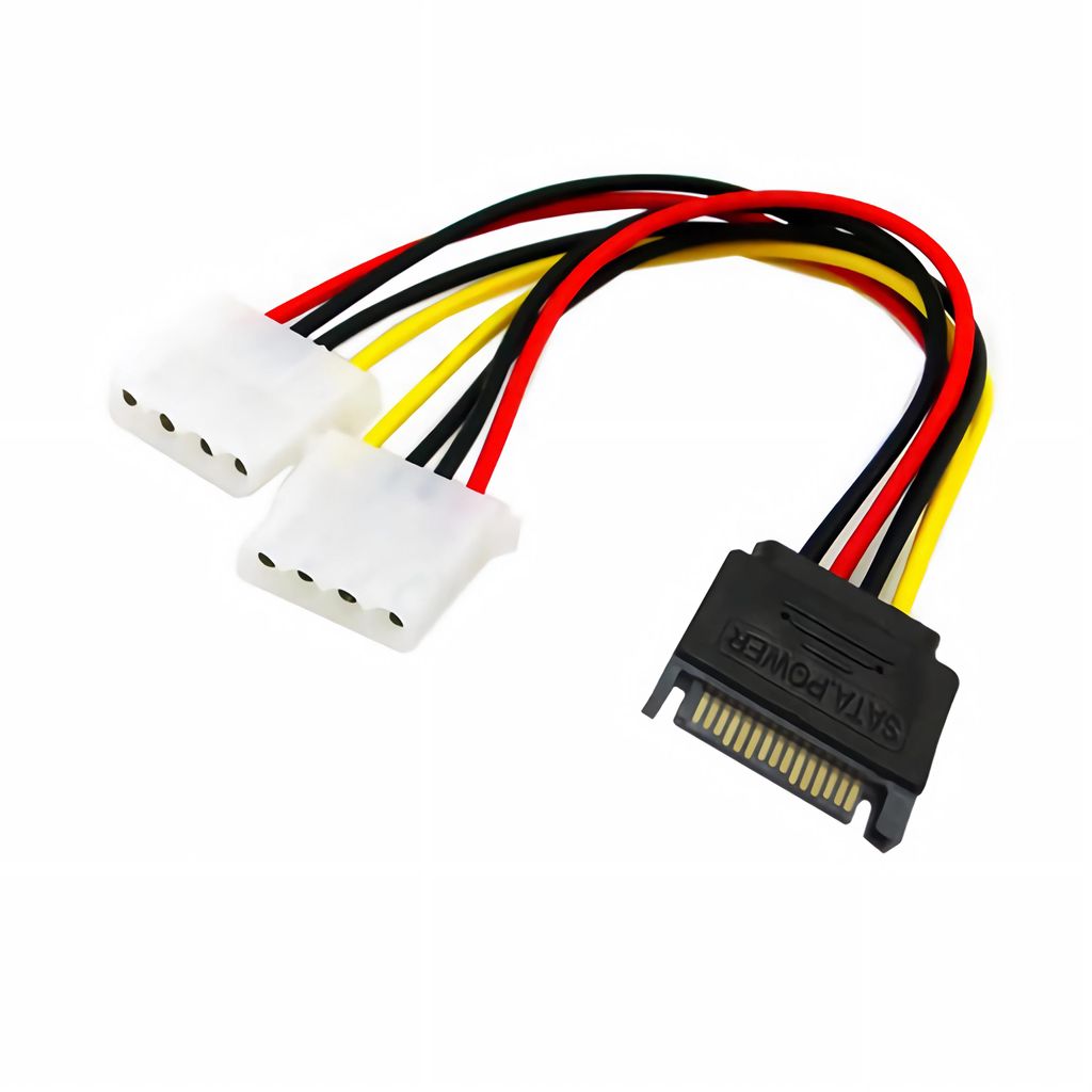 J33 SATA Stromadapter Kabel 15Pin auf 2x4Pin IDE Molex Adapter für PC Netzteil SATA zu IDE Konverterkabel 20cm Y-Splitter für HDD SSD Laufwerk Set