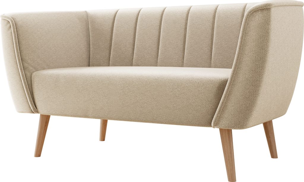 MIRJAN24 Sofa Pas 2, Polstersofa mit Wellenfeder, Holzfüße, Wohnzimmer Kollektion (Farbe: Paros 02)