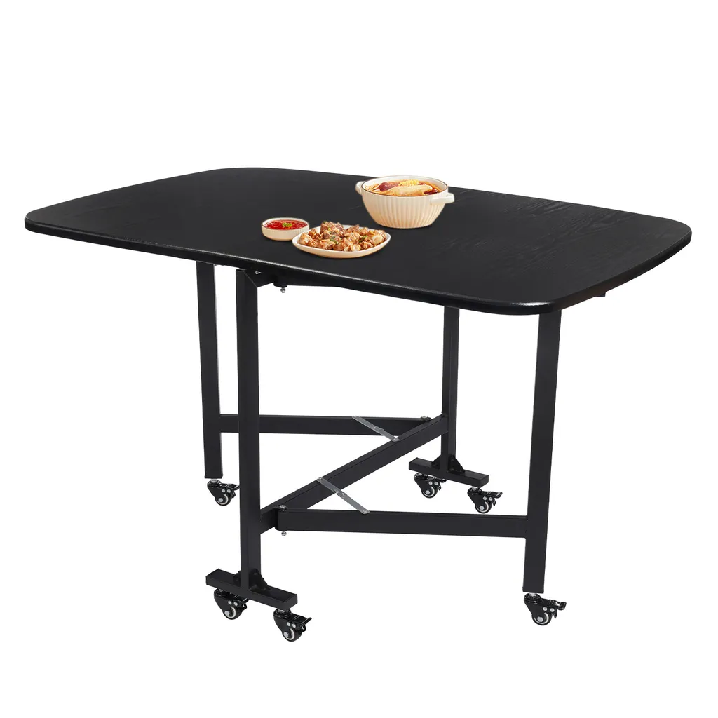 Table à manger pliable gain de place avec roulettes pour petit espace