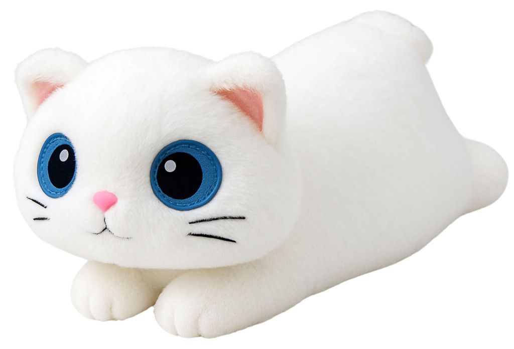 Plüsch Maskottchen Kuscheltier Katze Große Augen Weiß 45cm Produktbild 