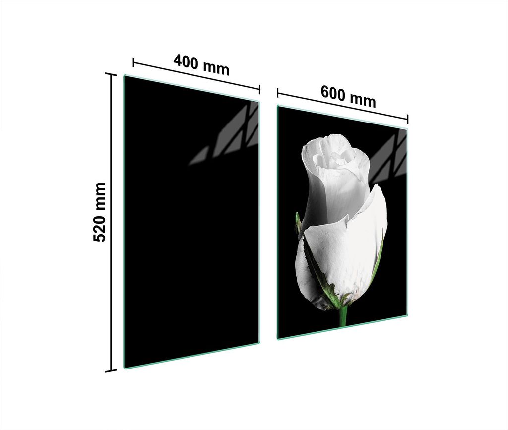 Glasplatte und Schneidebrett 100x52 Rose