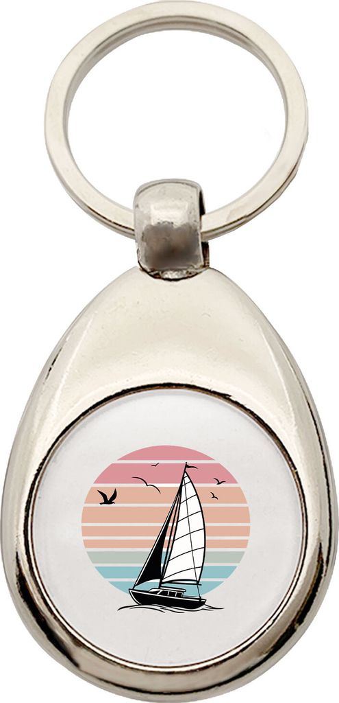 Huuraa Schlüsselanhänger Segelboot segeln Metall Schlüsselring Einkaufswagenchip Geschenkidee