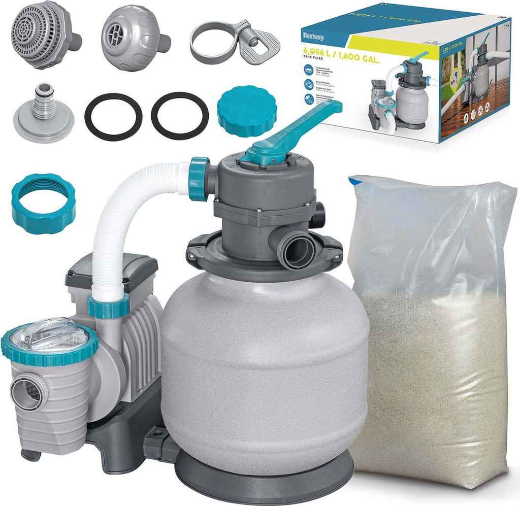 Sandpumpe 6056 l/h Bestway 58497 + Sand 25 kg Produktbild 