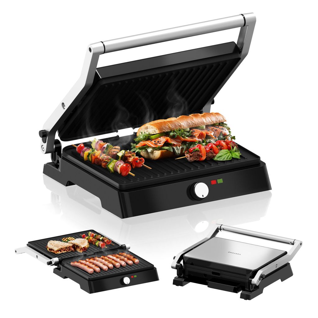 VERTENZ Intense 50 | Elektrischer Kontaktgrill XXL Sandwichmaker Tischgrill Elektrogrill | 2200W | | Antihaftbeschichtete Platten | Edelstahl