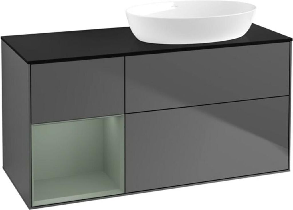 V&B Waschtischunterschrank Wandbeleuchtung Finion 120cm, Pl b m, Rg Oli. m Lac, Anthrac. m
