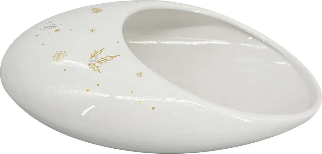 Plat de Service de Noël Haricot 30x20cm - Décoration de Table Dorée
