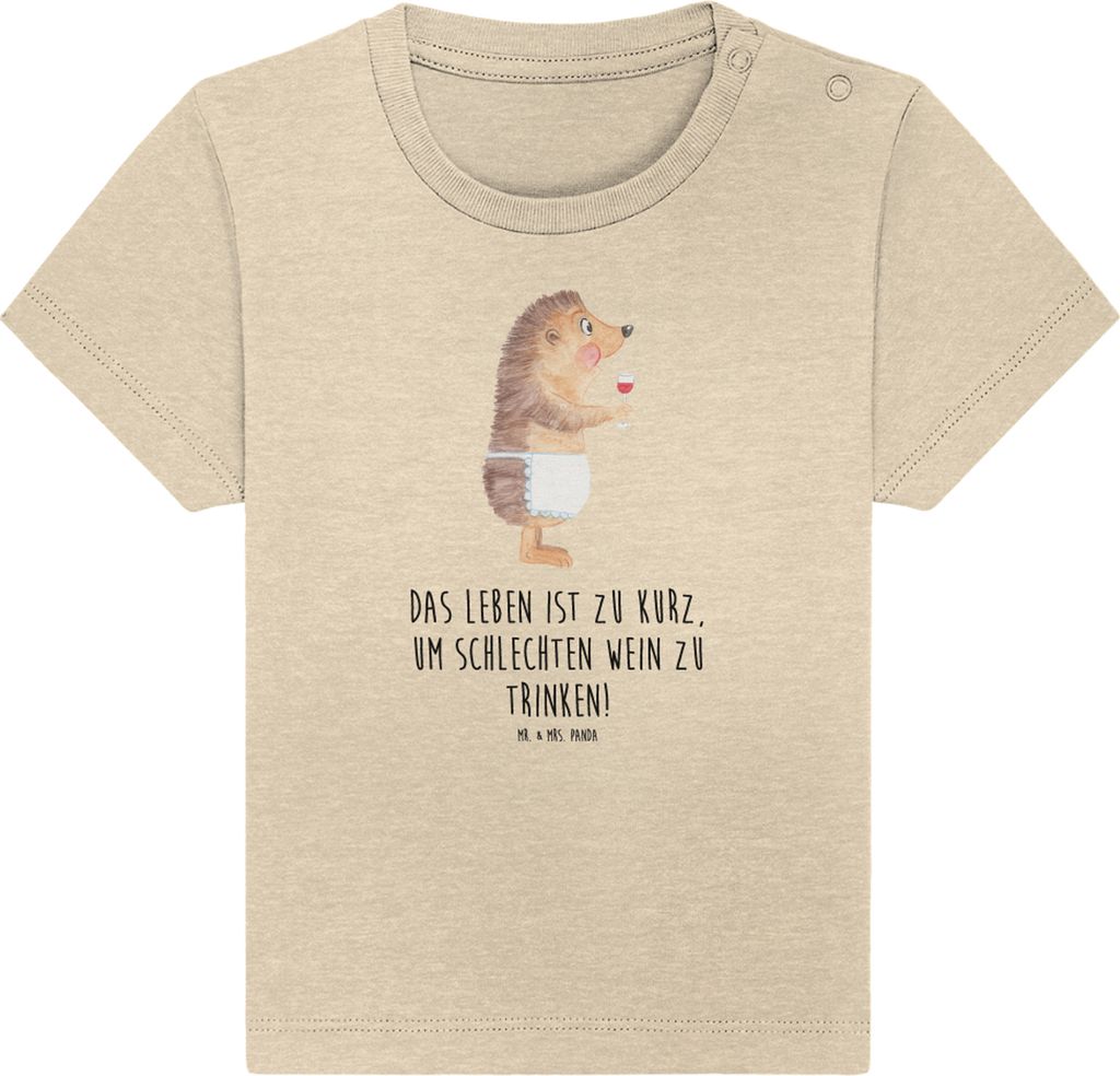 Mr. & Mrs. Panda Organic Baby Shirt Igel Wein 12. - 18. Monat - Natural Raw - Geschenk, Lustige Sprüche, Weintrinker, Rotwein, Kleinkind, Babyshir...