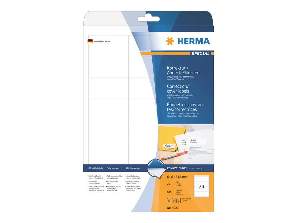Etichette Correttive HERMA Bianco Coprente - Risparmia Carta e Tempo