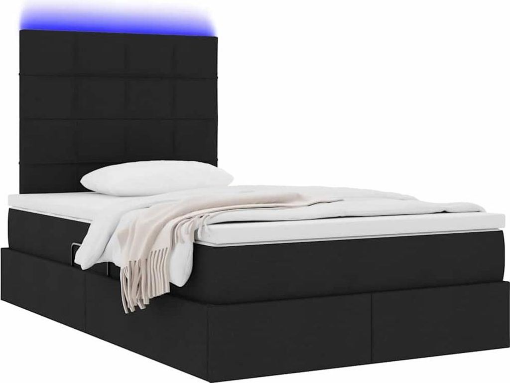 “2026 Modern“ Bett mit Stauraum und LED Schwarz 120 x 200cm Polyester - Designermöbel 399478 - Klassische BettenJugendbett Tagesbett