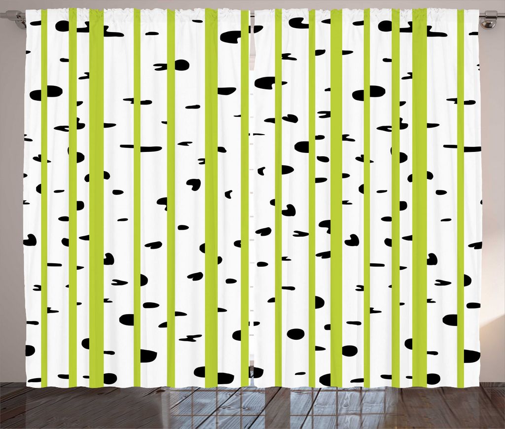 ABAKUHAUS Espe Rustikaler Gardine, Birkenholz-Wachstum-Stämme, Schlafzimmer Kräuselband Vorhang mit Schlaufen und Haken, 280 x 225 cm, Gelb Grün...