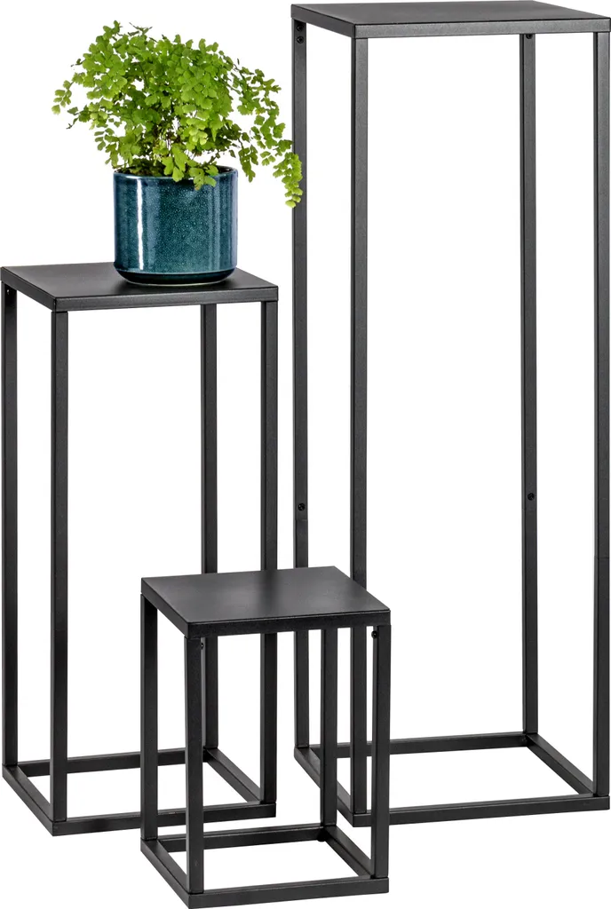 Colonne à fleurs en métal pour salon, lot de 3 supports plantes noirs
