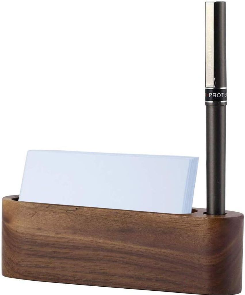 Visitenkartenetui aus Holz mit Stifthalter für Büro, Visitenkarten und Grußkarten