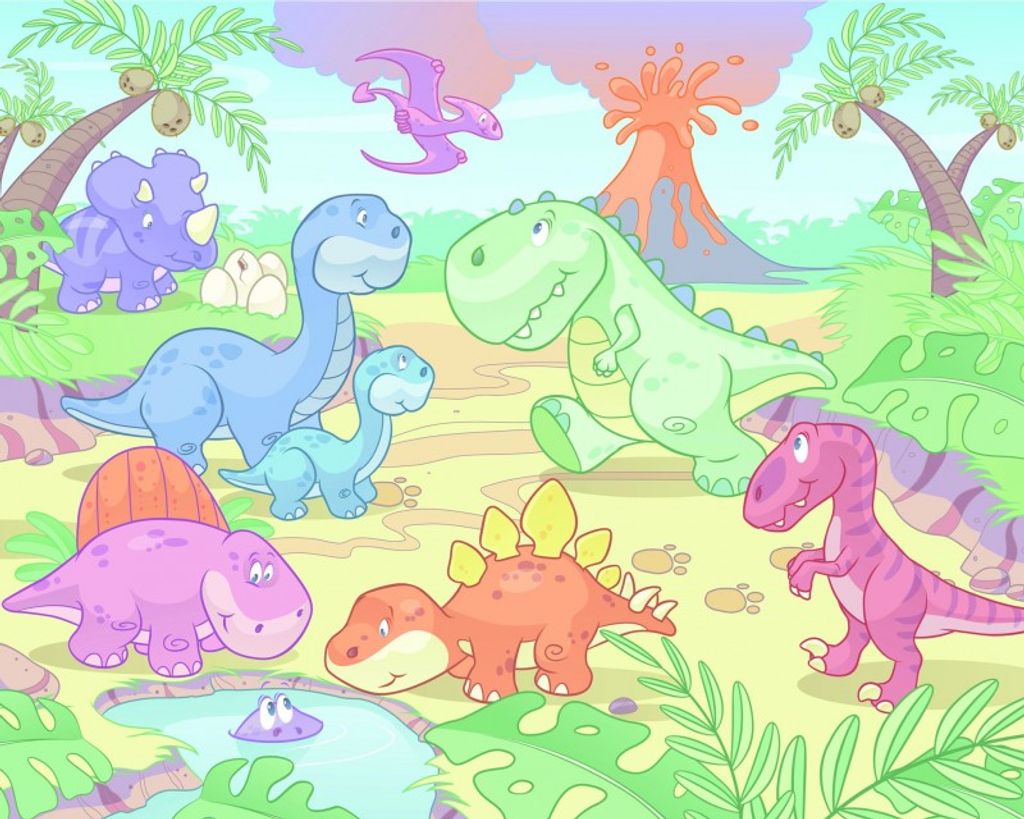 Walltastic Fototapete Baby - Dinosaurier Welt