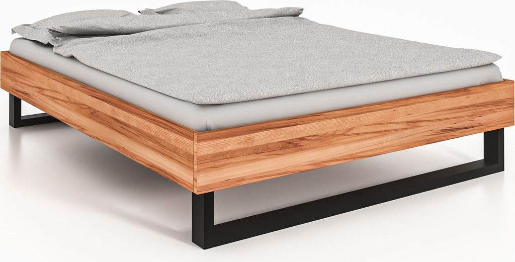 Bett STEEL 180 x 220 aus Massivholz, ohne Kopfteil, Naturgeölt