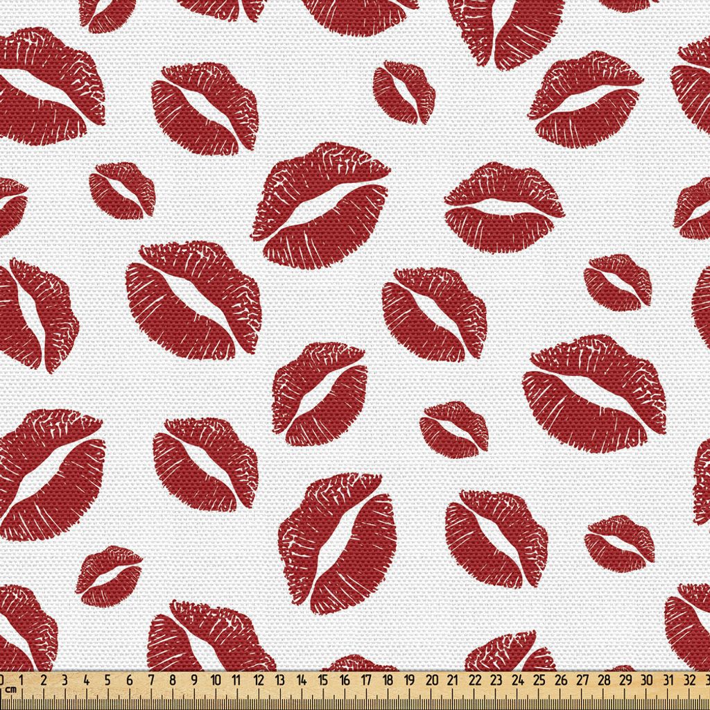 ABAKUHAUS Kuss Gewebe als Meterware, "Zeitgenössische Pop-Art Stil Frau Lippen Sexy Urban Hippie Valentinstag Illustration", 2 M (148 x 200 cm), R...