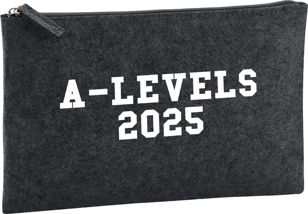 Huuraa Kulturbeutel A-Levels 2025 Abschluss Großbritannien 1 Liter Charcoal Filz Kosmetiktasche Geschenkidee