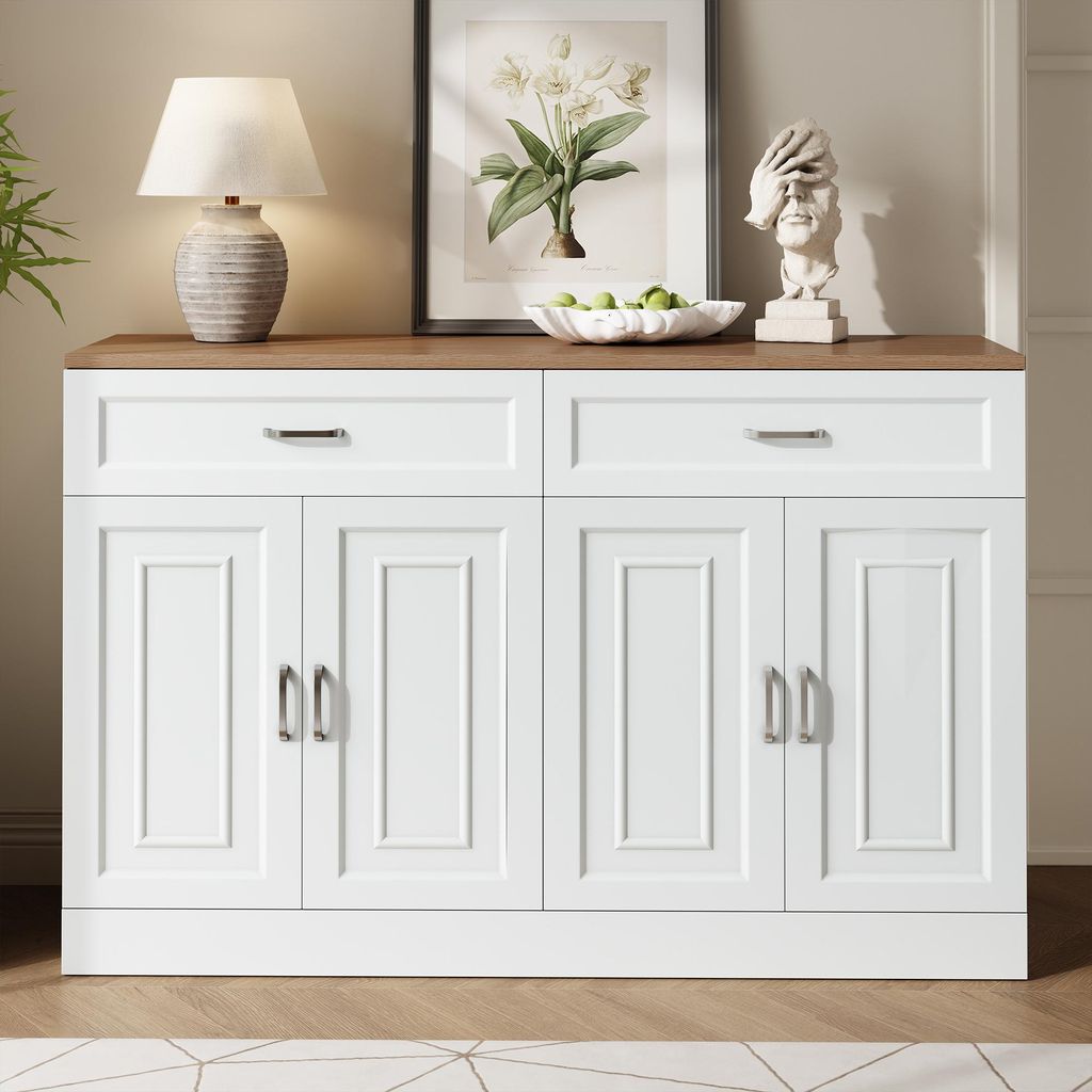 Merax Sideboard mit 4 Türen und 2 Schubladen 120cm, Kommode