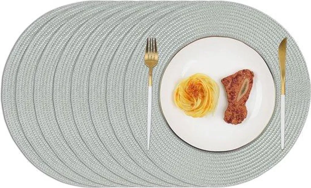 Lot de 8 sets de table gris circulaires 34 cm pour cuisine et dîner