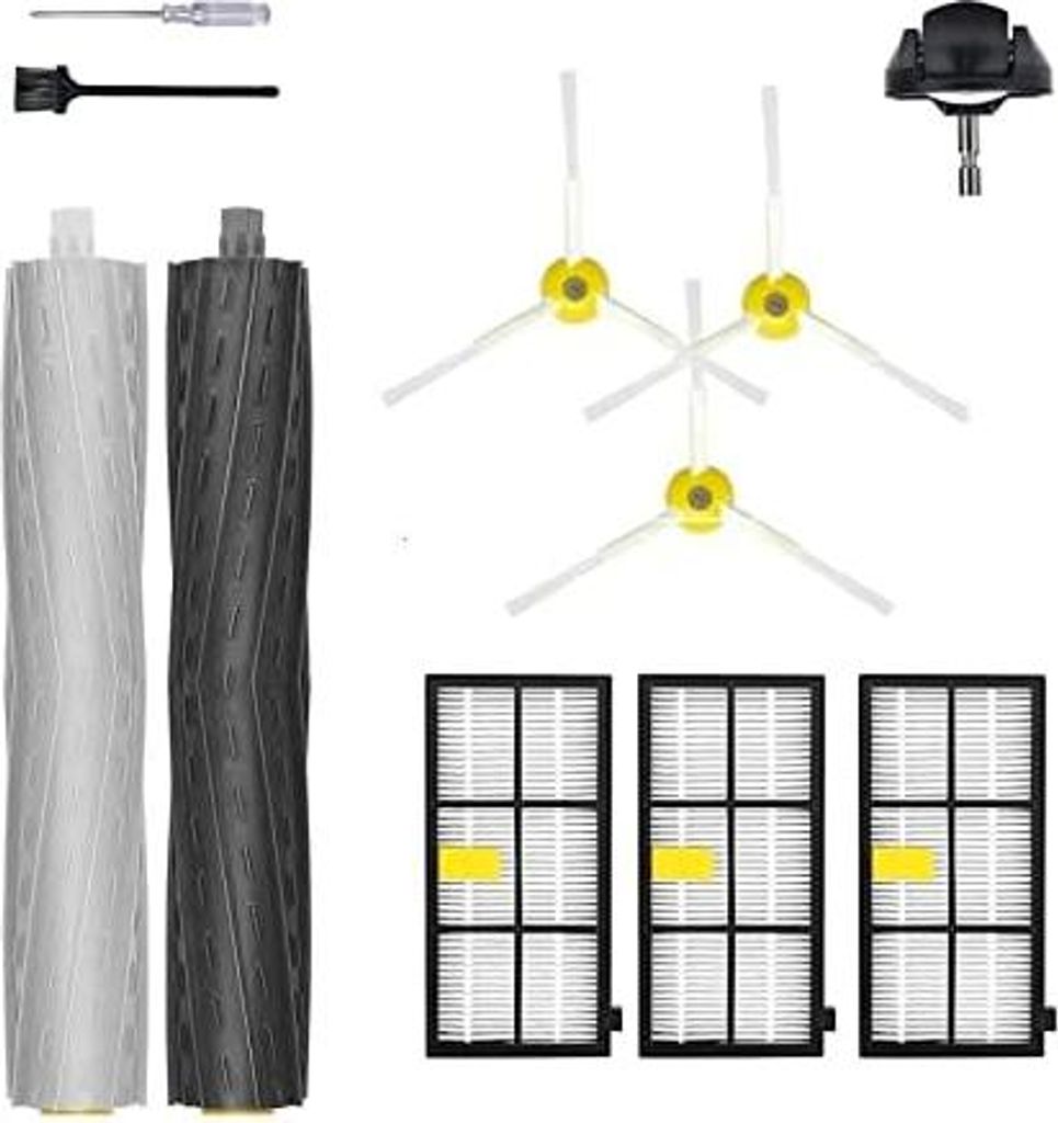 Rumba Ersatzteile für iRobot Roomba 980 960 880 870 890 891 860 805 801 800/900 Serie Staubsauger-Zubehörset, 1 Gummiwalzenbürste, 1 Vorderrad, ...