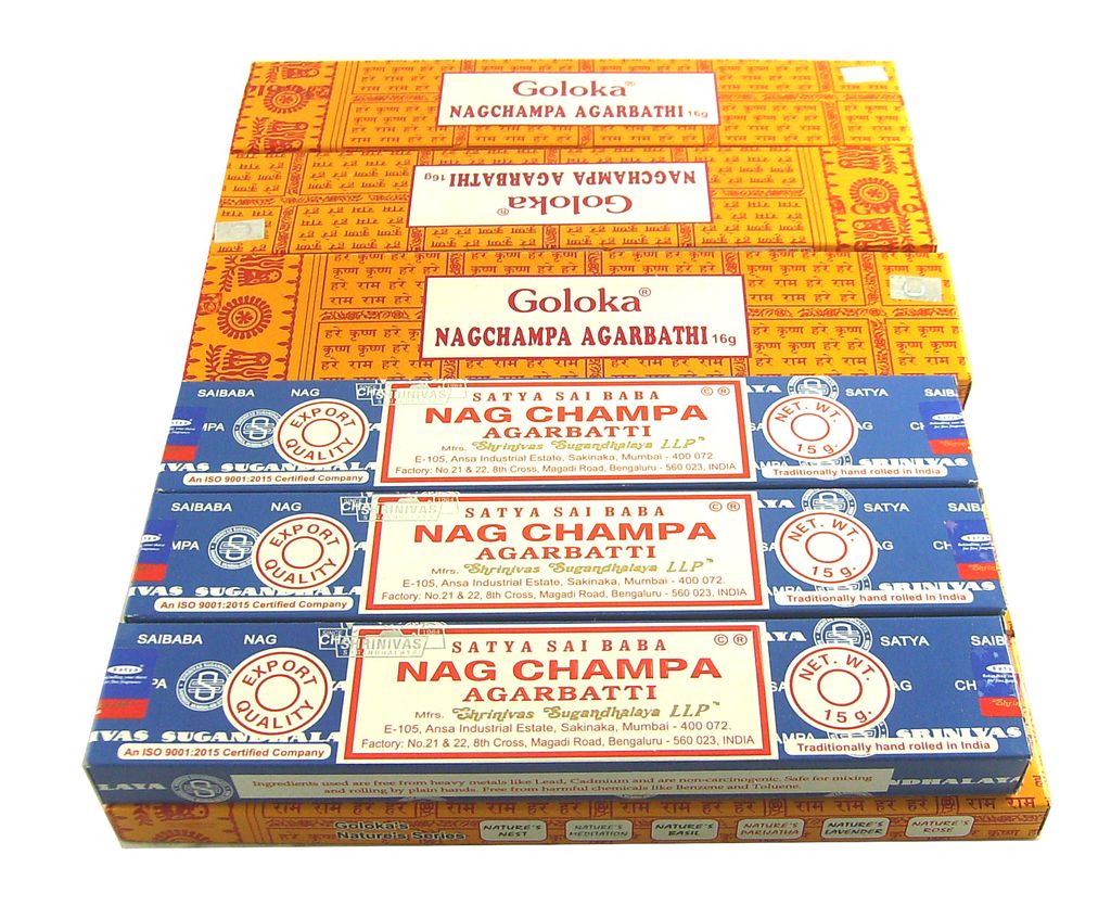 Nag Champa Satya 3er Räucherstäbchenhalter Indische Räucherware Set 