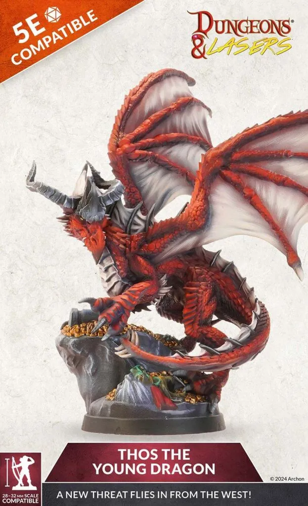 Thos le Jeune Dragon Donjons et Lasers : Miniature en Plastique Haute Qualité