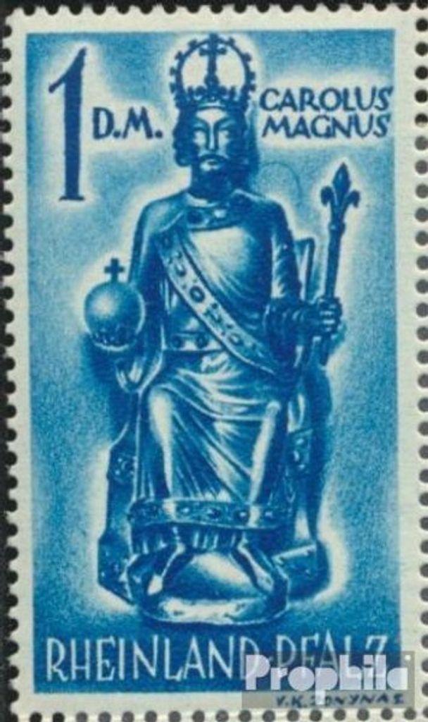 Briefmarken Franz. Zone-Rheinland Pfalz 1948 Mi 29III, Halbkreis über der Schulter (Feld 50) postfrisch Freimarke