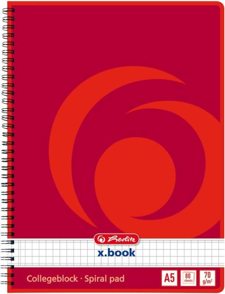 Herlitz Collegeblock x.book DIN A5 80 Blatt kariert Produktbild 