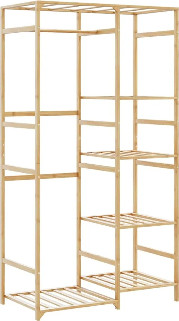 Meuble de Rangement Entrée Gain de Place 100x50x184,5 cm - Penderie Bambou