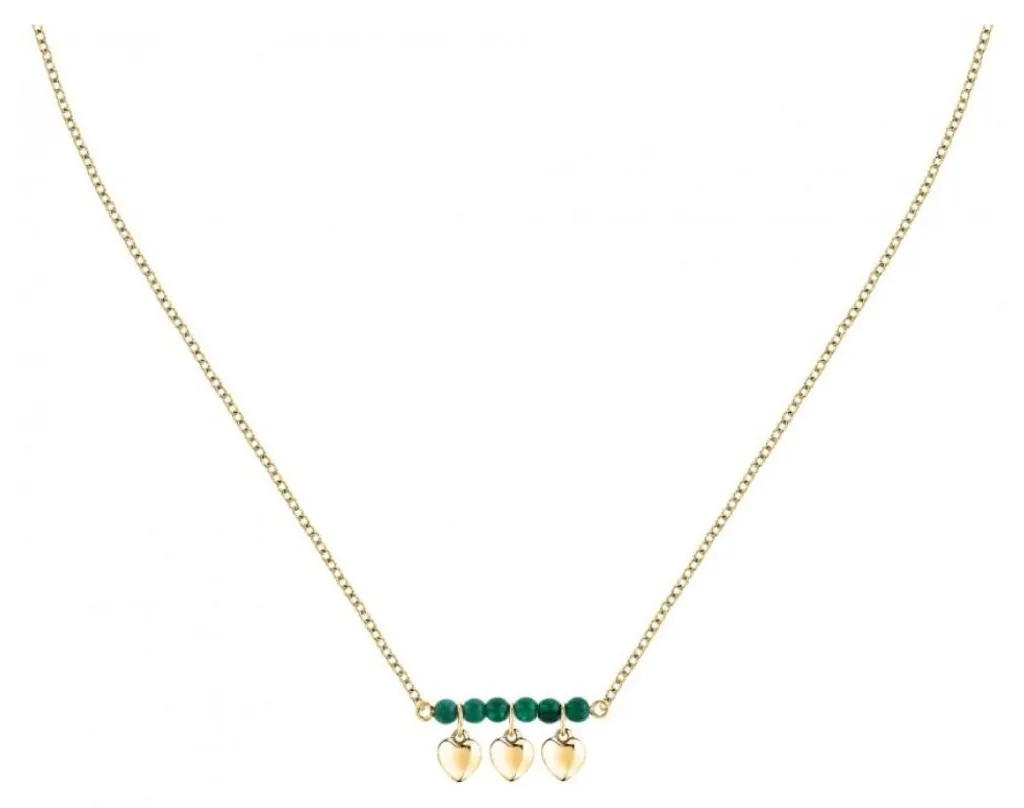 Collier agate verte anti-ternissement Talismani SAIX14 plaqué or