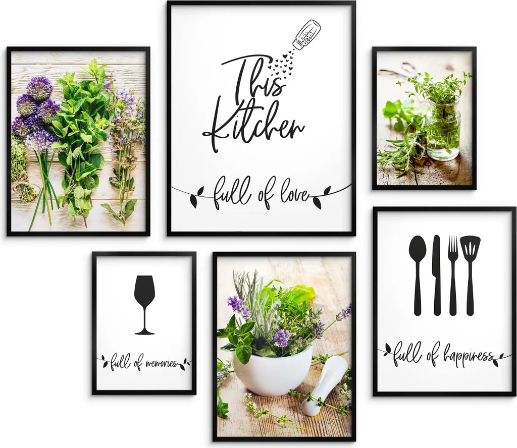 Idea Regalo Casa Nuova: Set 6 Poster XXL Erbe Cucina e Citazioni