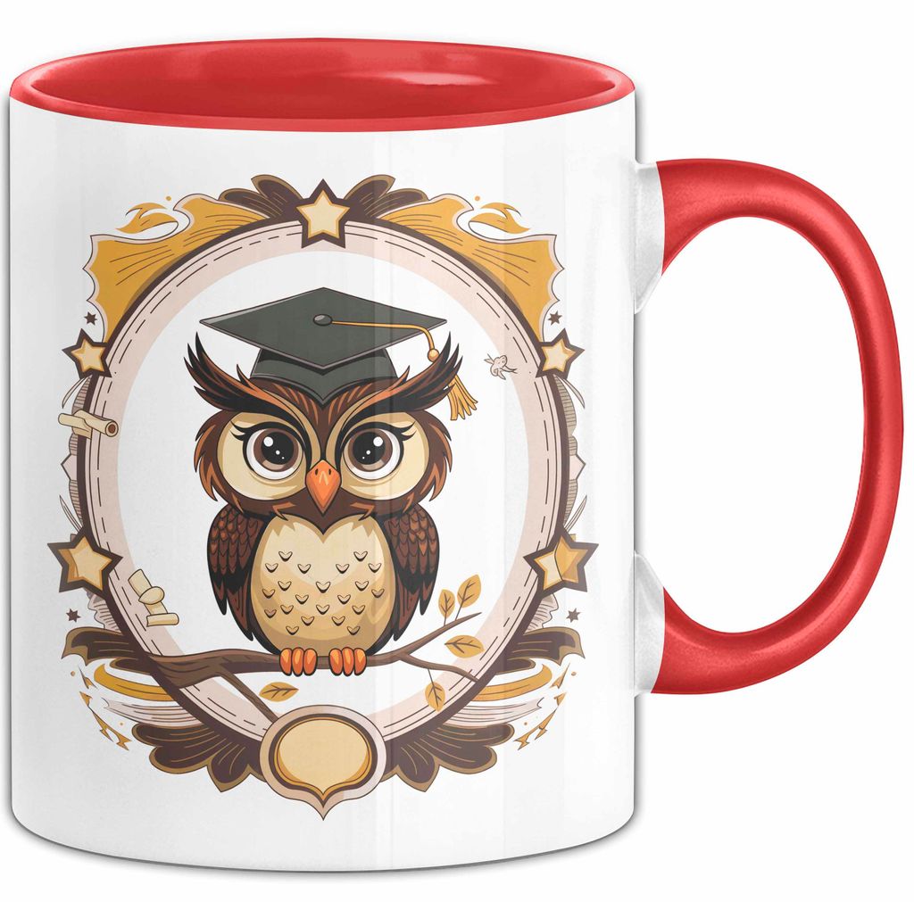 Eulenliebhaber Tasse Geschenkidee für Nachtwesen Fans (Rot)