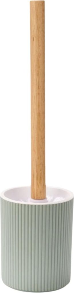 BERILO | Toilettenbürste - WC Bürste - 35 x 10 cm - mint - Bambusgriff - geriffelt