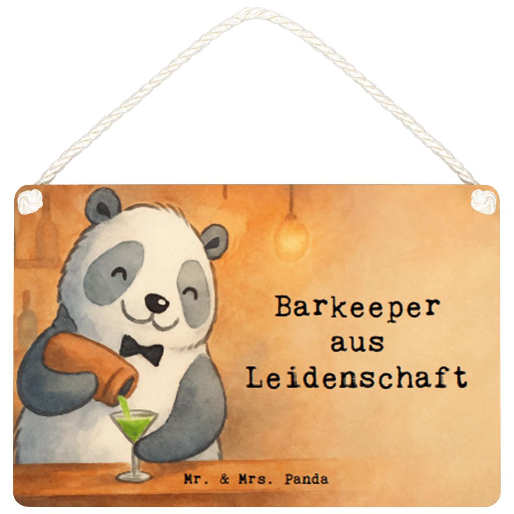 Mr. & Mrs. Panda Schild Barkeeper Leidenschaft Design DIN A6 - Weiß - Geschenk, kleine aufmerksamkeit, Ausbildung, Dekobrett, Türschild, Kurs, Ho...