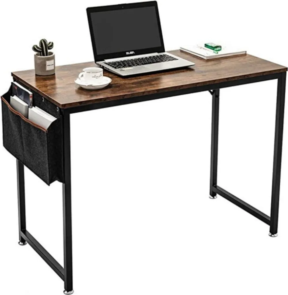 Bureau stable et robuste table informatique bois rustique contre le vacillement