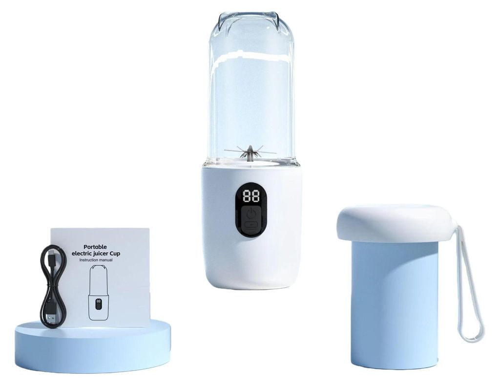 Tragbarer Smoothie-Mixer - Mini Blender & Entsafter - Kabellos - Akku Enthalten - Für Auto, Reise & Zuhause - Weiß