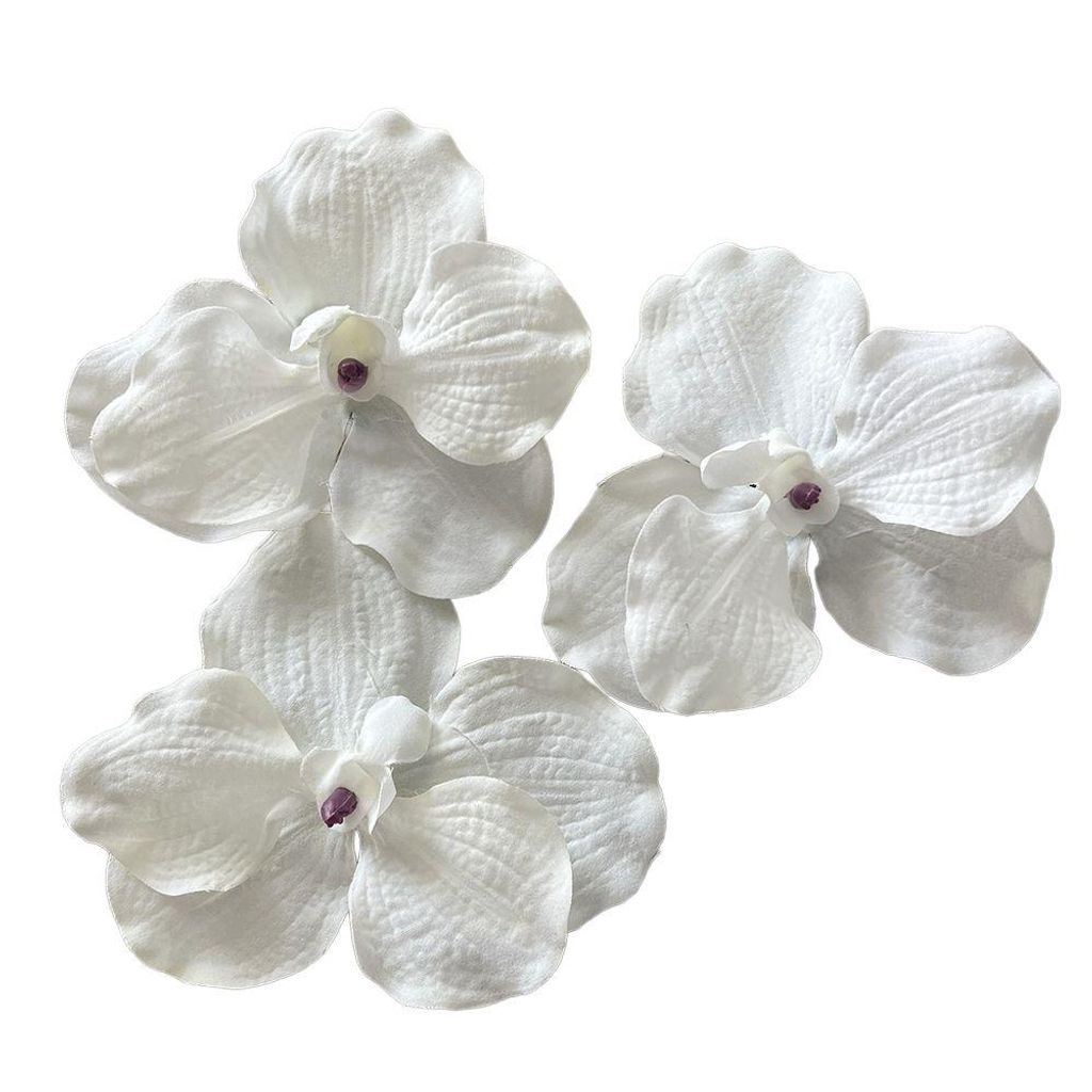 Kunstblüte Orchidee Weiß 10 cm 3er Set mit Clip