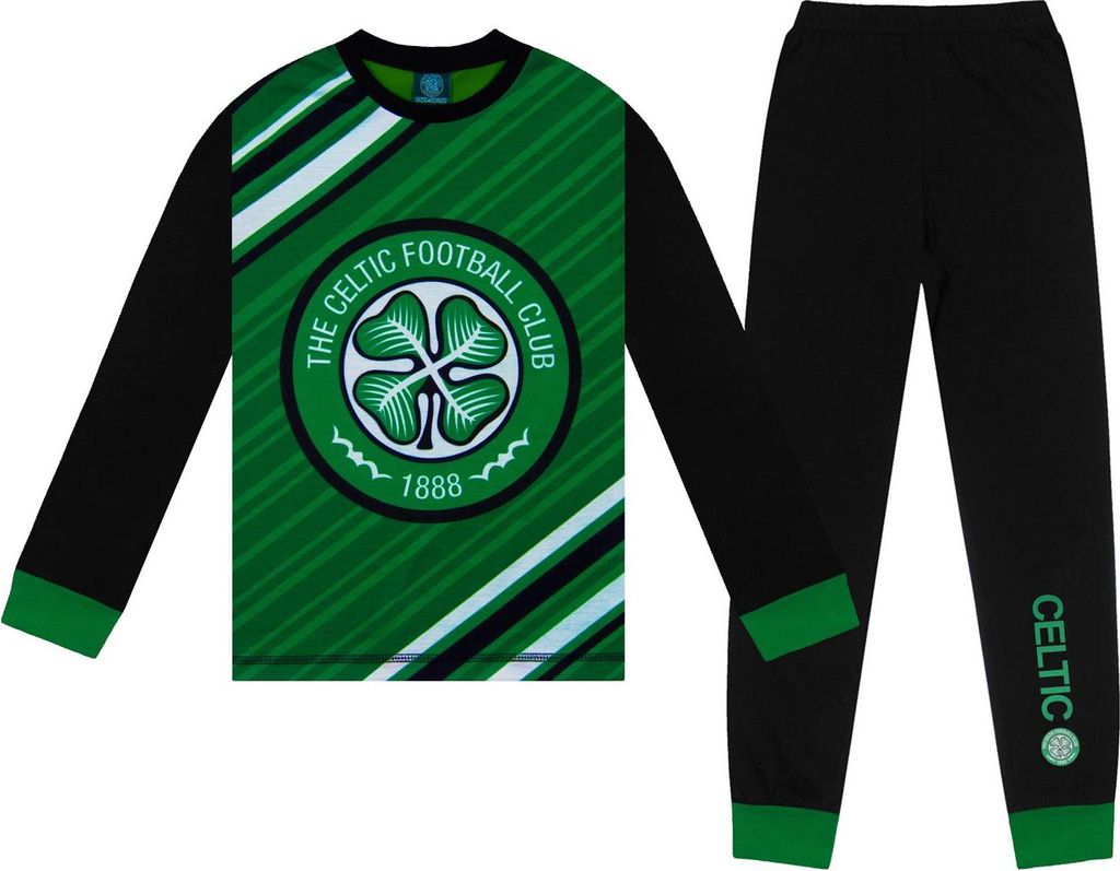 Celtic FC - Schlafanzug mit langer Hose für Baby-Jungs, Langärmlig GF995 (128) (Grün/Schwarz)