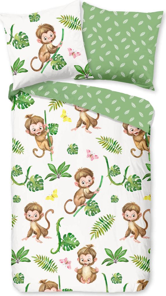 ESPiCO Bettwäsche Trendy Bedding Kletteraffe Grün 135 cm x 200 cm