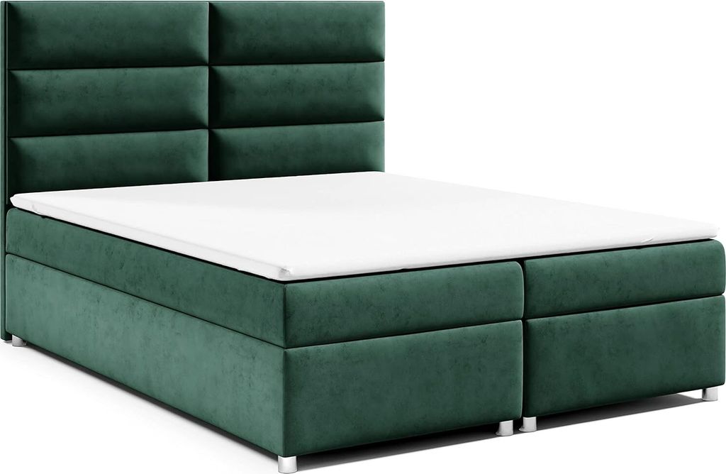 Best for Home Boxspringbett mit Bettkasten Trinity K-4 Bonellfederkern inkl. Topper, mit Lieferung, Aufbau & Entsorgung 200x200-Grün