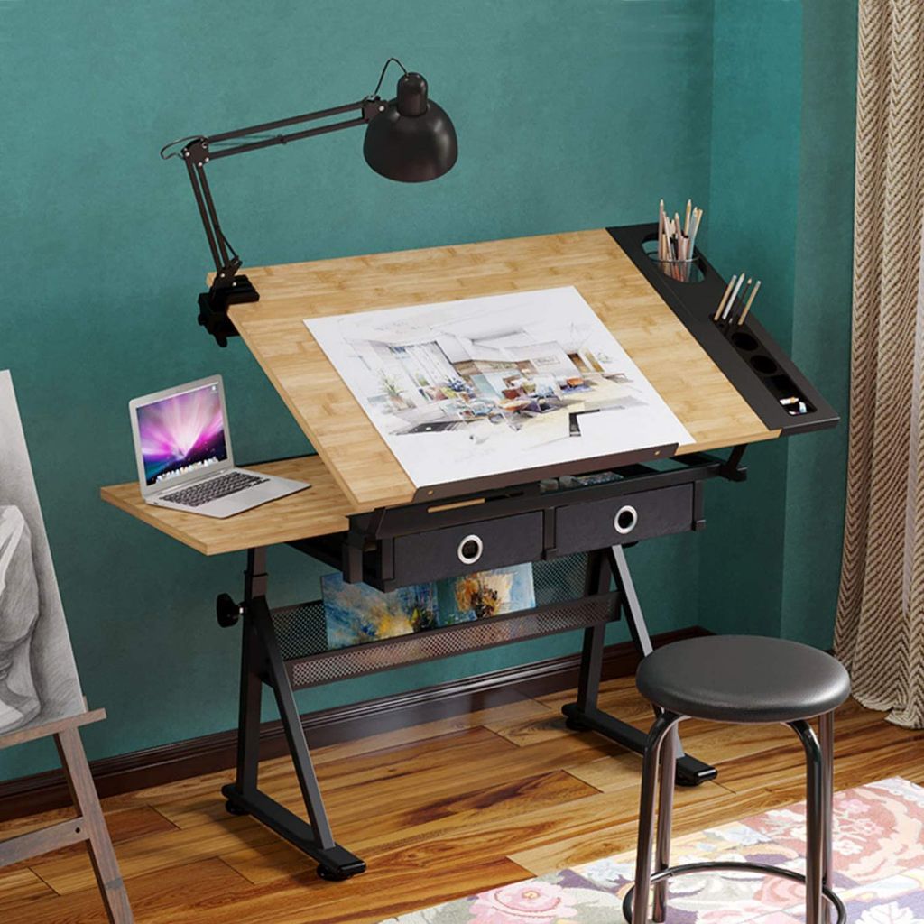 Zeichentisch Architektentisch Schreibtisch neigbar höhenverstellbar mit Hocker