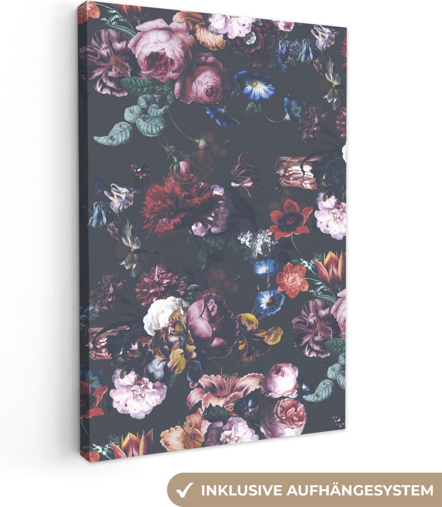 OneMillionCanvasses - Leinwandbilder - 90x140 cm, Vintage - Kunst - Blumen, Wandbilder Kunstdruck Wanddekoration - Wandschmucke - Schlafzimmer