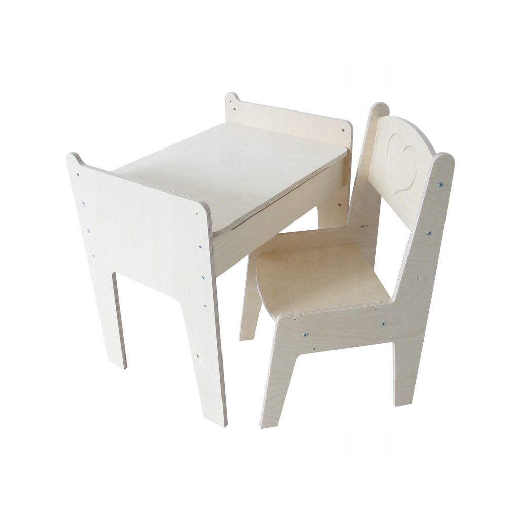 Mitwachsendes Kinderschreibtisch-Set aus Holz mit Stauraum – Höhenverstellbarer Tisch & Stuhl für Kinder, Montessori-Möbel