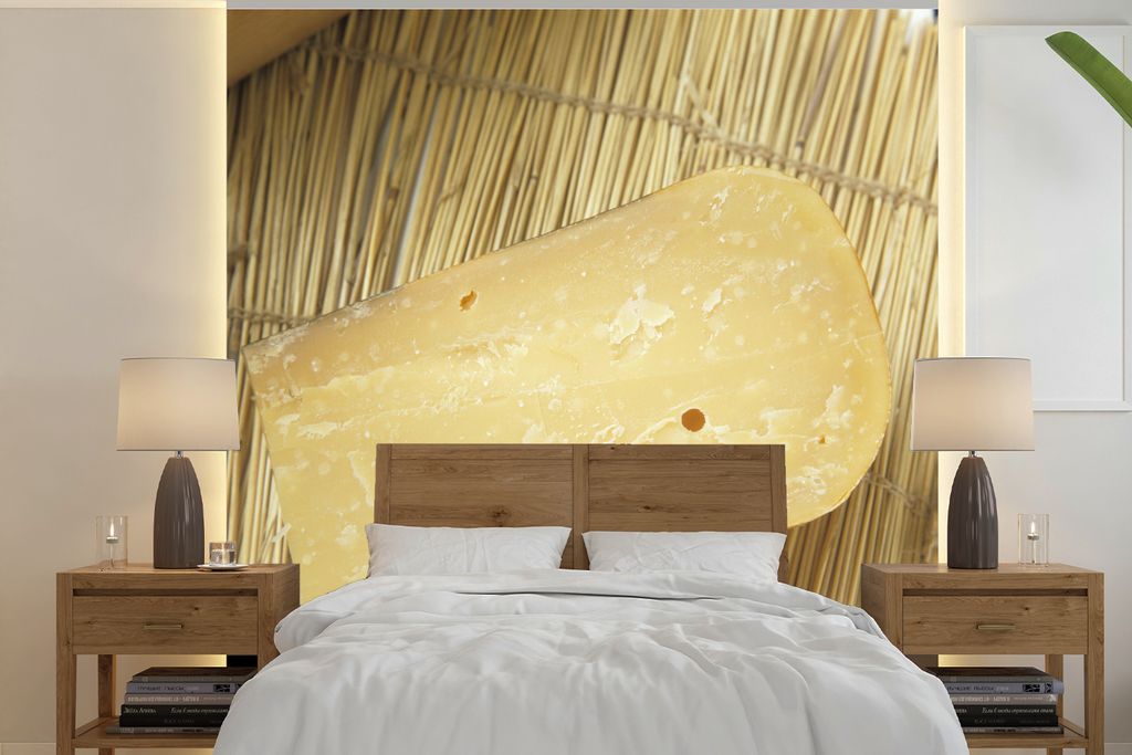 MuchoWow Fototapete für Wohnzimmer oder Schlafzimmer Wandtapete Vinyl Motivtapete Alter - Gouda - Käse - 220x220 cm - Tapeten